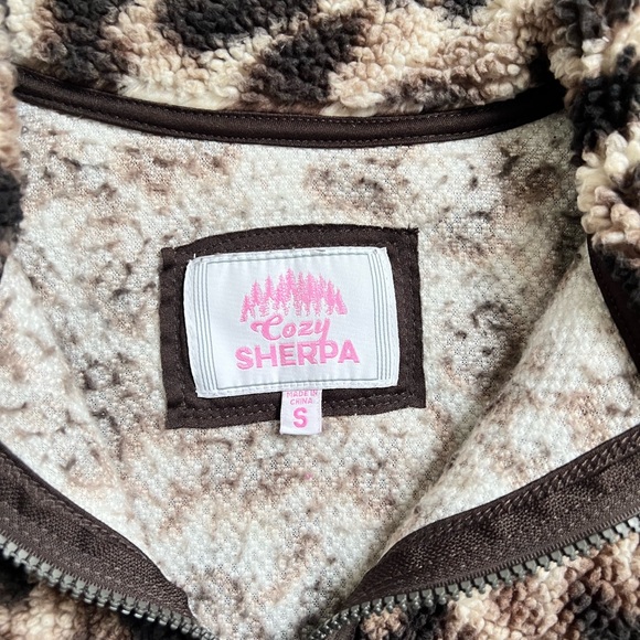 Cozy Sherpa Leopard Print Fleece Pullover size S - Picture 2 of 5